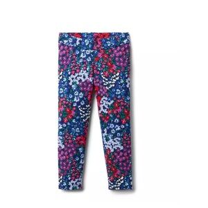 Janie and Jack Floral Girls Leggings - Red, Blue, and White